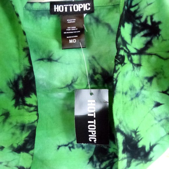 Hot Topic Alien Tie-Dye Halter Top Womens M Green Allergic To Humans Rave Kawaii - Picture 7 of 12